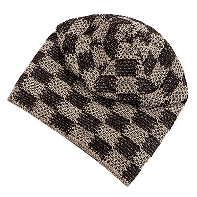 New Plaid Chunky Cable Knit Hat Cuffless Warm Ski Skull Cap Checkered Winter Knitted Beanies Hats