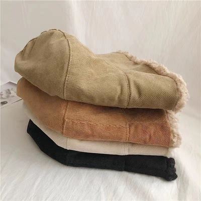 Custom Fall Winter New Fisherman's Corduroy Bucket Hat Custom Thickened Lamb Wool Japanese Fashion Warm Street Basin Hat Cap