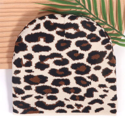 Özel Logo Yüksek Kaliteli Erkek Kadın Akrilik Kış Şapkaları Şapka Leopard Baskı Şablonu Dokuma Slouchy Beanies