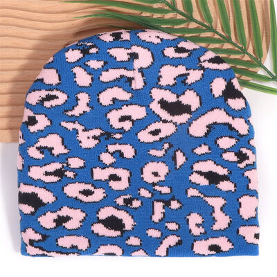 Özel Logo Yüksek Kaliteli Erkek Kadın Akrilik Kış Şapkaları Şapka Leopard Baskı Şablonu Dokuma Slouchy Beanies