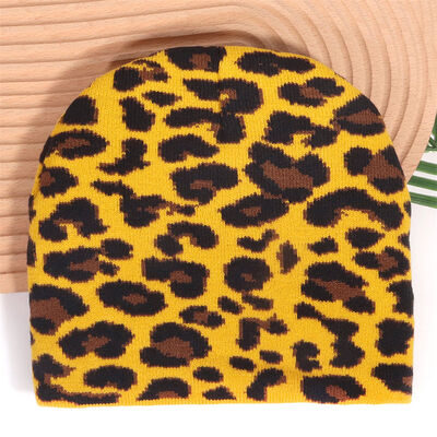 Özel Logo Yüksek Kaliteli Erkek Kadın Akrilik Kış Şapkaları Şapka Leopard Baskı Şablonu Dokuma Slouchy Beanies