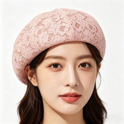 Vintage Pembe Deniz Beret Çiçekli Desen Nefes Alıcı Beret Kapak ve Şık Gündelik & Parti Başlık