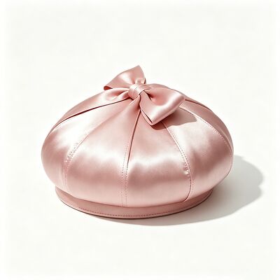 Elegant Pembe Saten Beret Şapkası Kumaş 150 Gram Hafif ve Özel Boyut