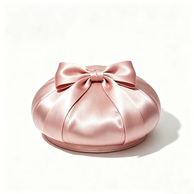Elegant Pembe Saten Beret Şapkası Kumaş 150 Gram Hafif ve Özel Boyut