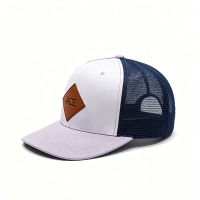 6 Panel Trucker Cap with Cotton Sweatband Plastic Snapback Closure and Constructed Shape for Comfort and Durability