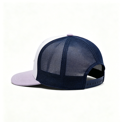 6 Panel Trucker Cap with Cotton Sweatband Plastic Snapback Closure and Constructed Shape for Comfort and Durability