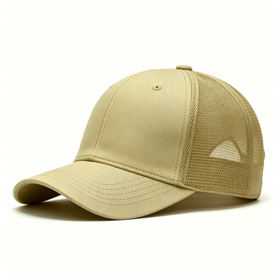 Customized Size 6 Panel Trucker Cap with Embroidered Logo and Cotton Sweatband for All Seasons