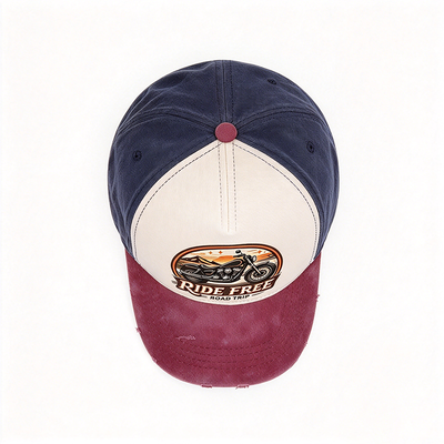 Distressed Color Block Dad Hat 100 Percent Cotton Twill Fabric Printed Graphic Hand Wash Recommended Comfortable Durable Stylish Headwear
