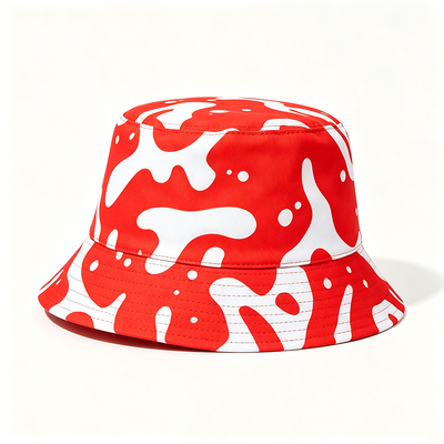Polyester Cotton Bucket Hat Wide Brim Printed Fisherman Hat Outdoor Sun Hat For Camping Hiking Beach Travel