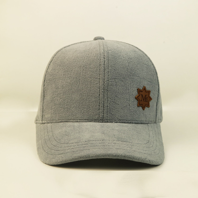 Bsci Plush Yetişkinler 6 Panel Beyzbol Şapkası Deri Yama ile ODM OEM