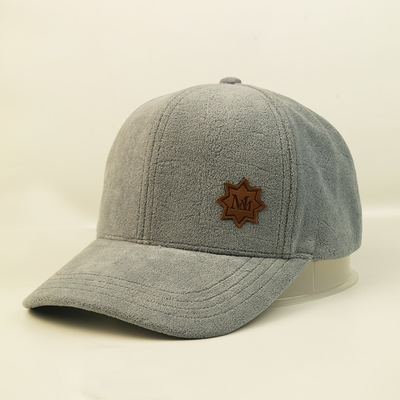 Bsci Plush Yetişkinler 6 Panel Beyzbol Şapkası Deri Yama ile ODM OEM