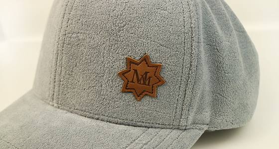 Bsci Polyester Plush 6 Panel Baseball Cap Leather Patch Custom Logo ile