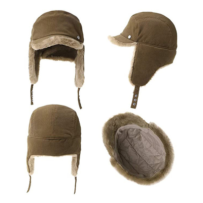 58cm Kürk Astarlı Aviator Cap Erkek Kadın Trapper Bombacı Kar Şapkası Kulak Flaps Ile Açık Kayak Ushanka